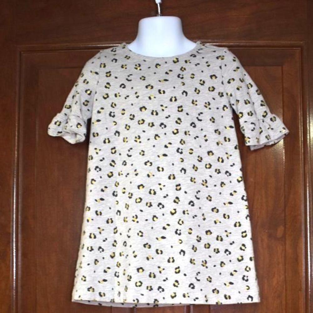 Oshkosh  Leopard Print Dress Size 3T Gray Short Sleeve Animal Print